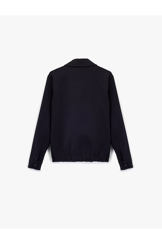 Koton Slim Fit Cep Detaylı Uzun Kollu Fermuarlı Gömlek Yaka Mevsimlik Ceket Lacivert 6wam20033hk Lacivert