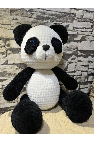 Amigurami Peluş Panda Beyaz - Siyah - Gri