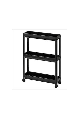 Ikea Vesken Tekerlekli Raf, Siyah, 3 Katmanlı 425032095 Siyah