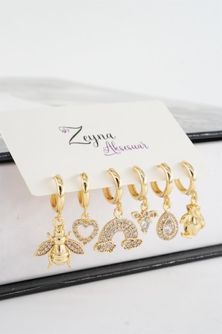 Kadın Vip Seri Zirkon Taşlı Karışık Figürlü 6'lı Küpe Seti Çok Renkli