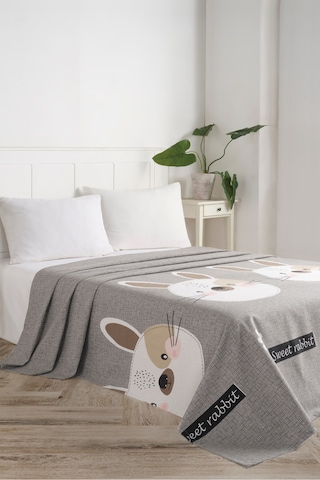 Eponj Home Doğal Pike Baskılı Mega King 230x260cm Tavşancık A.kahve-gri-pembe A.kahve-gri-pembe
