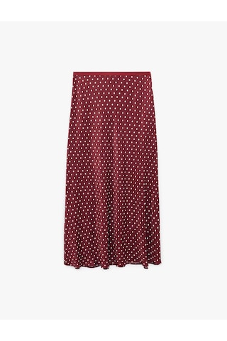 Koton Balık Form Puantiyeli Saten Midi Etek Bordo Desenli 6sak70051pw Bordo Desenli