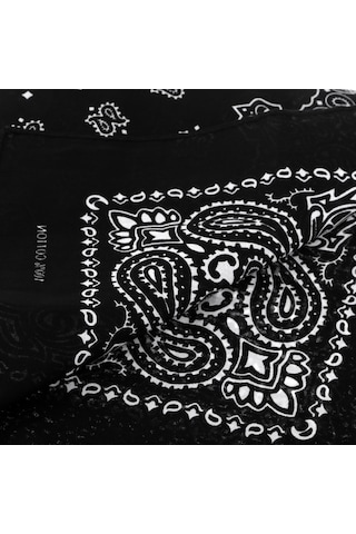 Homyl %100 Pamuk Baskılı Bandana Baş Şal Eşarp Saç Siyah Siyah