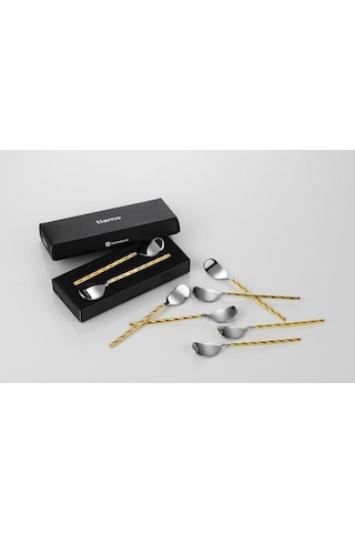 Tiamo Roma Çay Kaşığı Sap Gold 6 Lı Set Altın - Beyaz