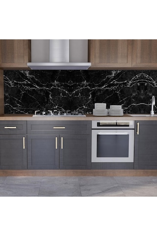 Mutfak Tezgah Arası Folyo Fayans Kaplama Folyosu Siyah Mermer Des