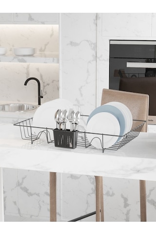 Suntel Suntel Mat Siyah Tek Katlı Bulaşıklık Tabaklık