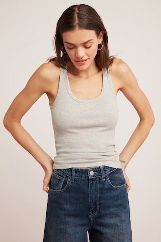 Ethıquet Lıllesol Kadın Fitilli Görünümlü Slim Fit Vücuda Oturan Havuz Yakalı Pamuklu Basic Gri Atle
