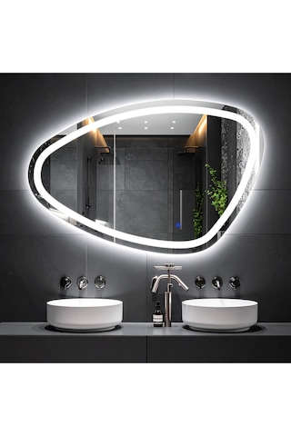 Speci Beyaz Led'li Lazer Kumlamalı Lavabo & Banyo Aynası Dokunmatik Sensörlü 80 X 50 Cm