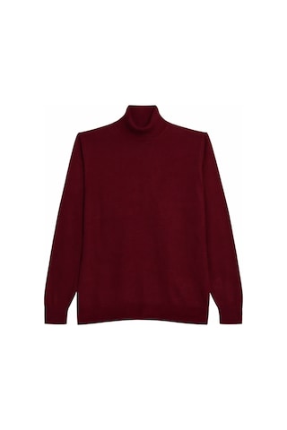 Tudors Slim Fit Tam Boğazlı Yaka Düz Yün Bordo Erkek Triko Kazak-39416 Bordo