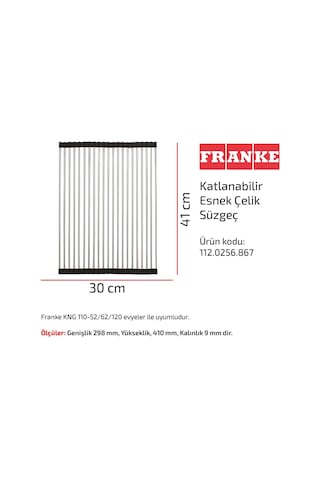 Franke Rulo Katlanabilir Esnek Çelik Süzgeç, 30x41 Cm, 112.0256.867 Paslanmaz Çelik