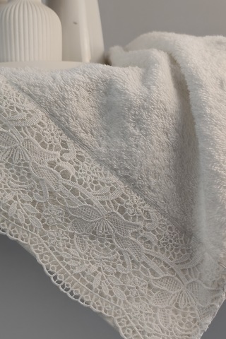 Gipür Dantelli Banyo Havlusu Takımı-%100 Pamuk Banyo Seti-gelin Havlusu Krem Krem