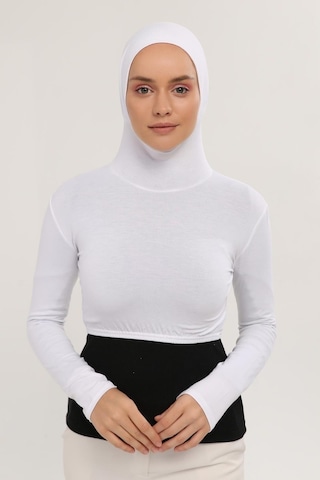 Altobeh Uzun Kollu Boyunluklu Boneli Yarım Body Beyaz Çok Renkli