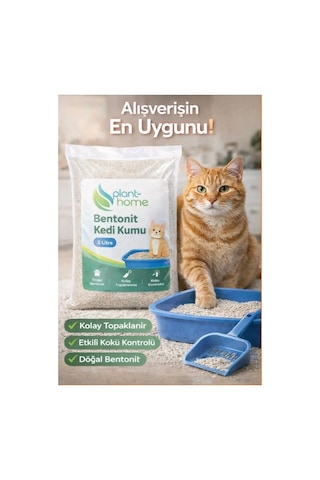 Bentonit Kedi Kumu 5 Litre - Doğal, Kolay Topaklanan, Etkili Koku Kontrolü