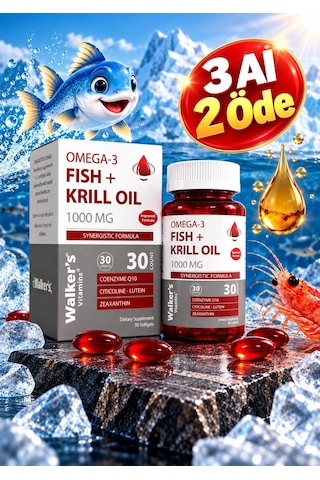 Walker's Vitamins Krill Oil Omega 3 Sitikolin Lutein Q10 İçeren Vitamin