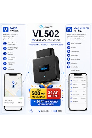 Jimiiot Jimi Iot Vl502 4g Gps Araç Takip Ve Obd Araç Bilgisayarı Canlı Takip, Araç Verileri, Obdıı Tak & Çalıştır