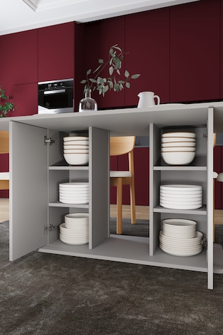 Modern Dolaplı 6 Kişilik Mutfak Yemek Masası Ve Sandalye %100 Mdf Mutfak Yemek Odası Masası Takımı Ymt06 Kül Gri