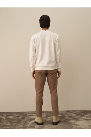 Xint Ekru Regular Fit Bisiklet Yaka Pamuklu Sweatshirt 300291