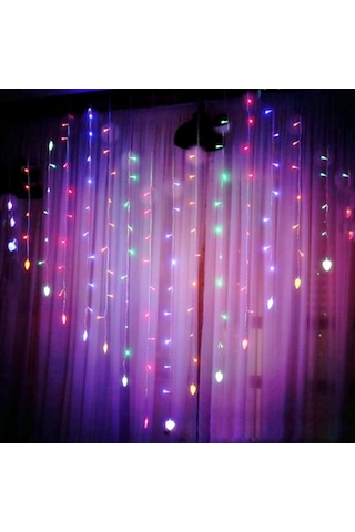 Kalp Şekilli 2 Metre 124 Led 8 Mod Saçaklı Led Işık RGB