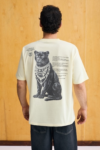 Grimelange Gıganest Erkek %100 Organik Pamuklu Baskı Detaylı Yuvarlak Yaka Sarı T-shirt
