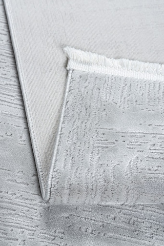 Distressed Pattern Eskitme Tasarımlı Pamuk Tabanlı Salon - Oturma Odası Gri Renk Halı Gri
