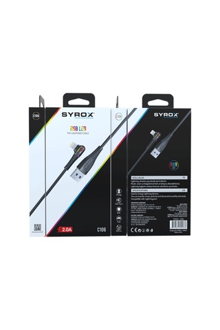 Syrox C106 RGB Led Işikli Lightning Şarj Data Kablosu