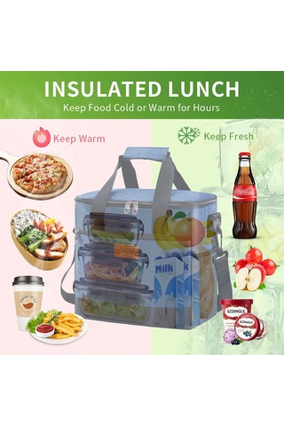 Xiyyadms 8 Saat Isı/sıcaklık Koruma, 24 Kutu Kapasitesi, Çift Çekmeceli, Leakproof Dış Mekan Piknik Soğukluk Çantası - Elden Taşınabilir Ve Çapraz Askılı Çok Renkli