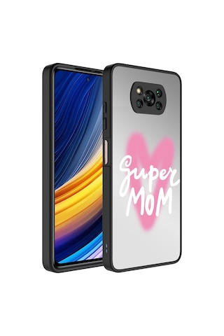 Kilifone - Poco X3 Uyumlu Kılıf Aynalı Desenli Kamera Korumalı Parlak Mirror Kapak - Süper Anne - T26835