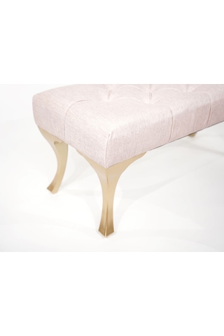 Pembe Puf Bench Gold Lükens Ayaklı Mutfak Balkon Puf