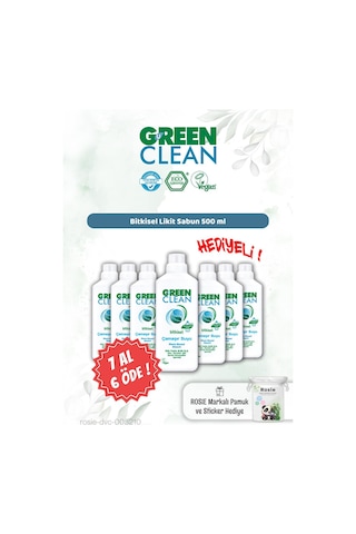 7 Al 6 Öde Green Clean Bitkisel Çamaşır Suyu 1000 Ml Ve Rosie Hediye 7'li Set