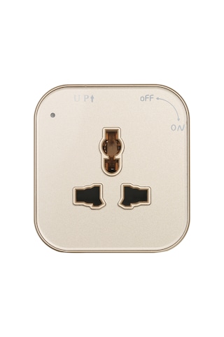 Neevoyu Gümüş Renkli Akrilik Power Rail Uyumlu 3 Lü Universal Soket, Kaydırılabilir, Kolay Kurulum, Ev Ofis Kullanıma Uygun Altın