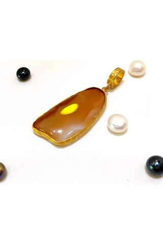 Akik Taşlı Antik Kolye 14 Ayar Altın Hd Videolu - 14 Ayar