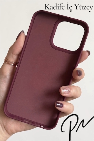 Iphone 16 Pro Max Uyumlu Kılıf Logolu Lansman Soft Yumuşak Içi Kadife Silikon Kapak Bordo