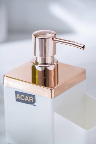 Acar Astoria Akrilik Sünger Hazneli Sıvı Sabunluk - Beyaz/bronz Beyaz