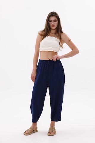 Genius Store Kadın Şalvar Cepli Ayrobin Şalvar Pantolon Ayarlanabilir Beli Lastikli Pantolon Kadın-şalvar Lacivert