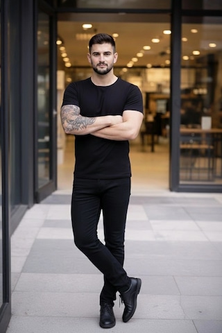 Wear Vexel Erkek Body Tişört Bisiklet Yaka Slim Fit Likralı T-shirt - Siyah Çok Renkli