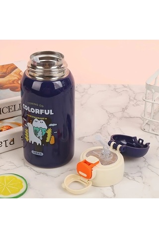 Trendooze 500ml Paslanmaz Çelik Pembe Termos Matara Sızdırmaz Yalıtımlı Pipetli Hediye Kişiye Özel Pembe