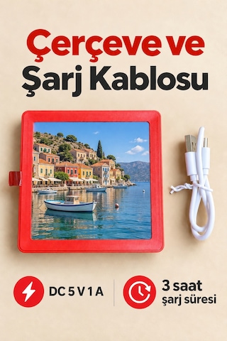 Shnstore Müzikli Fotoğraf Çerçevesi Bluetooth Bağlantılı Kırmızı Masaüstü Tasarım Shntknd0720