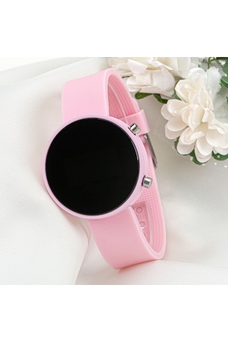 Pudra Pembe Led Büyük Kız Çocuk Kol Saati ST-304040