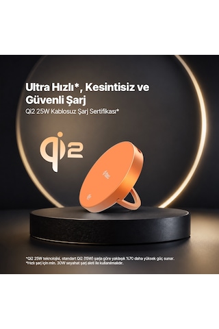 Ttec Aircharger Pro 2 Bliss Qi2.2/magsafe Özellikli 25w Apple Uyumlu, iPhone Uyumlu /android Stantlı Kablosuz Hızlı Şarj Aleti Turuncu