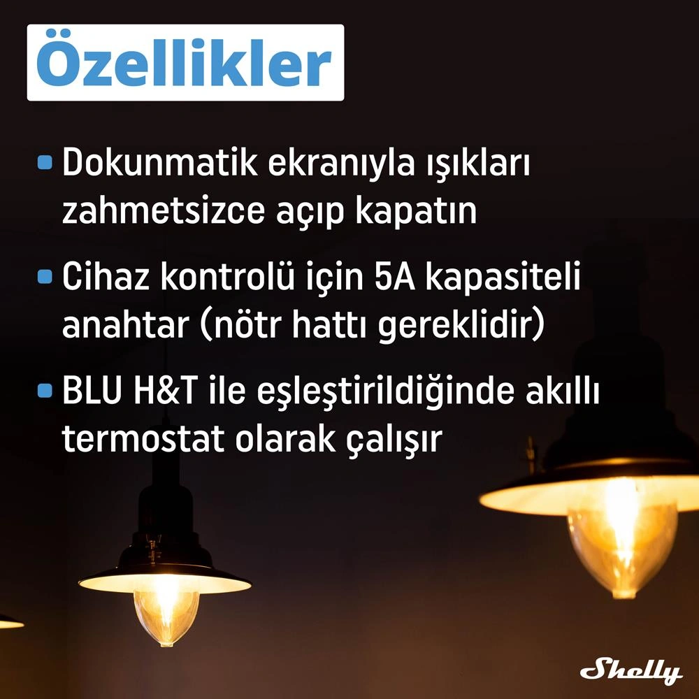 Shelly Wall Display & Blu H&t Beyaz Merkezi Kontrol Panel Seti
