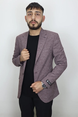 Duayen Dmctekstil Erkek Bordo Kırçıllı İtalyan Kesim Dar Kalıp Tek Düğme Blazer Ceket