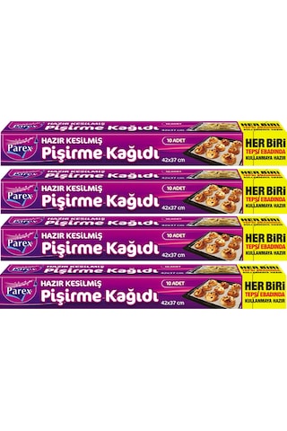 Hazır Kesilmiş Pişirme Kağıdı 10 Lu 42 X 37 Cm 4 Paket