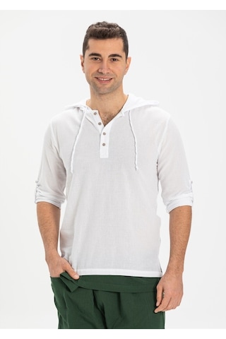 Şile Bezi Kapüşonlu Erkek Sweatshirt Beyaz Byz