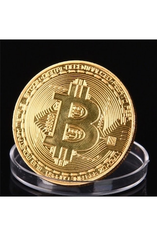 Bitcoin Madeni Hatıra Parası 1 Adet Kutulu Altın Renk Hobi Koleksiyon