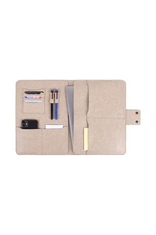 Apple Uyumlu MacBook Air Pro 13-14 Inç Organizer Evrak & Laptop & Tablet Çantası Bej