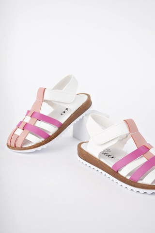 Muggo Rapunzel Garantili Günlük Ortopedik Hafif Taban Cırtlı Kız Çocuk Sandalet Pudra