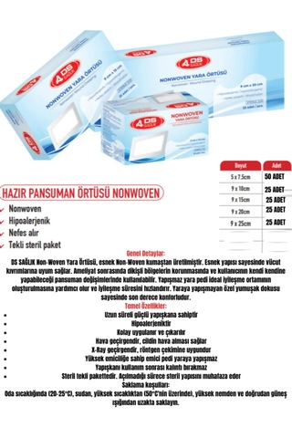 Ds Sağlık Nonwoven Yara Örtüsü 5cm X 7.5cm 50 Adet