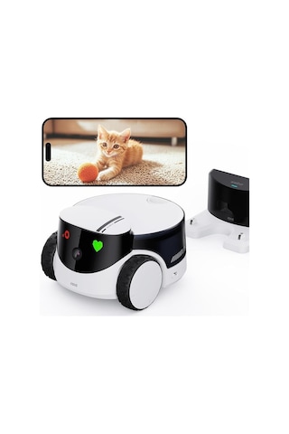Enabot Rola Petpal 2.5k Aı Kameralı, Otomatik Besleyicili Evcil Hayvan Robotu