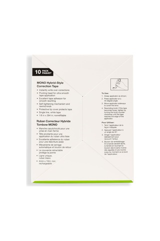 Tombow Mono Hibrit Düzeltme Bandı 10/paket, 16"x394" Genel