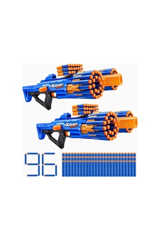 X-shot Insanity Berzerko 8 Atış 96 Dart 2'li Paket, 27 M Menzil Nerf, Oyuncak Tabanca Mavi